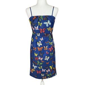 Nathalie Lete Paris Anthropologie Blue Butterflies Dress Size 4 Removable Straps